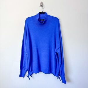 Eloquii Blue Turtleneck Waist Cinched Sweater